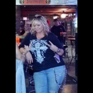 Affliction Long Sleeve Rhinestone Cross Tee